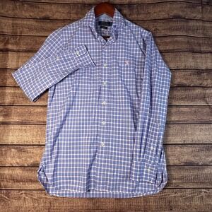 Polo Ralph Lauren Mens Slim Fit Plaid Button Down Shirt Blue Pink White Small